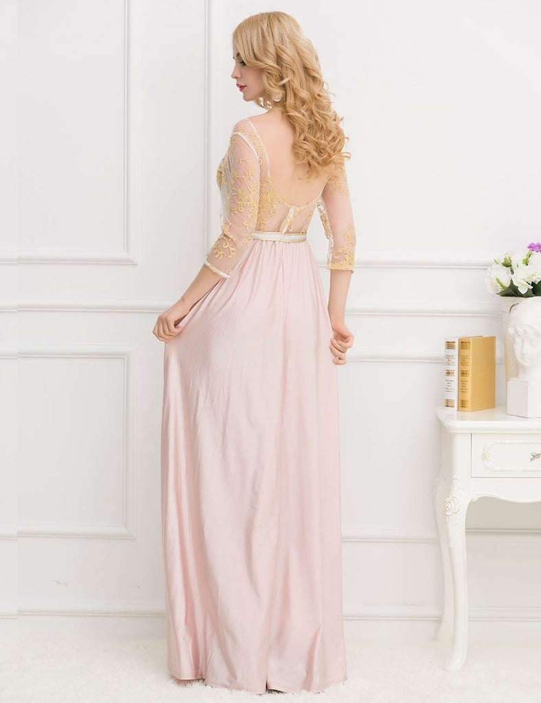 Apricot Transparent Embroidery Gown