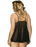 Plus Size Sexy Sheer Lace Open Back Babydoll Dress