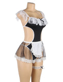 New Plus Size Black Sexy Lace Maid Costume