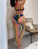 New Halter Sexy Backless Colorful Hollow Out Bodystocking
