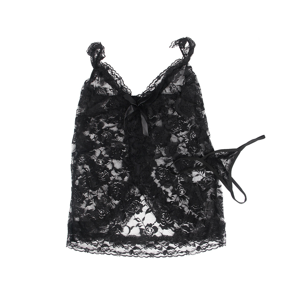 New Black Floral Lace Ladylove Babydoll