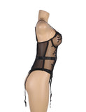 Elegant Embroidery Garter Lingerie With Long Row Of Back Buckles