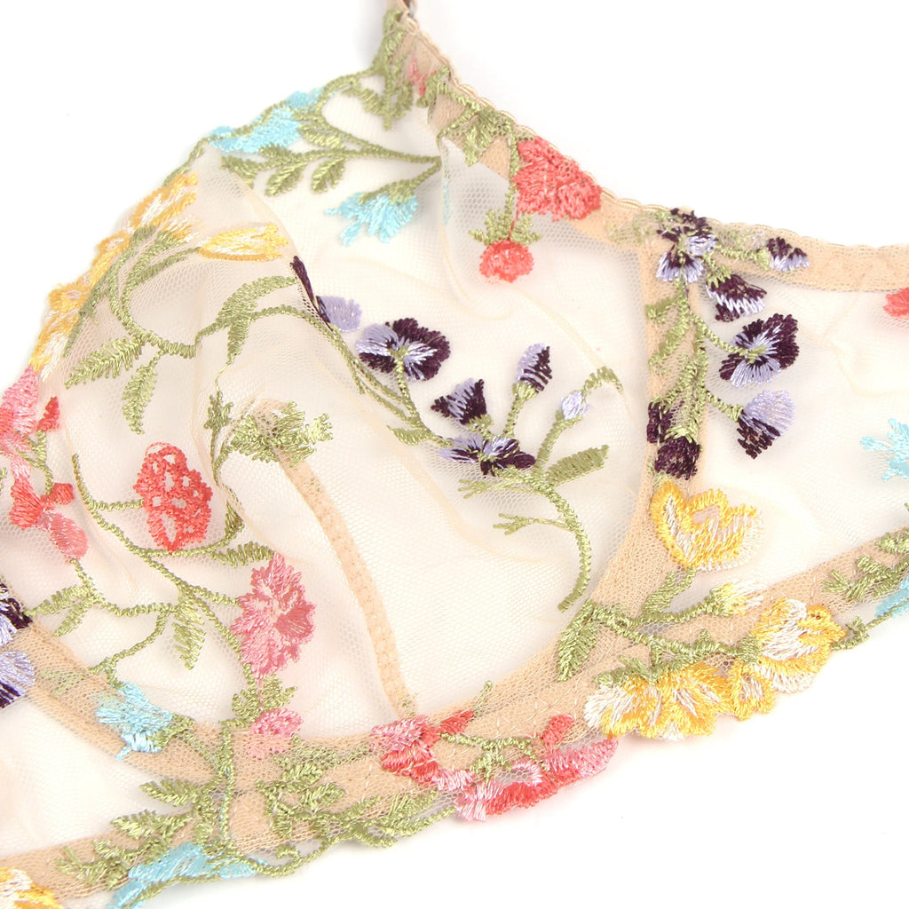 Floral Embroidery Underwire Lingerie Set