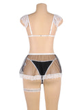 New Plus Size Black Sexy Lace Maid Costume
