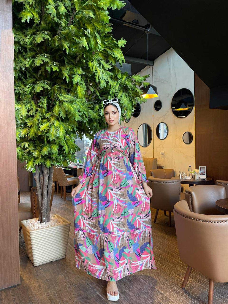 Linen abaya with long sleeves