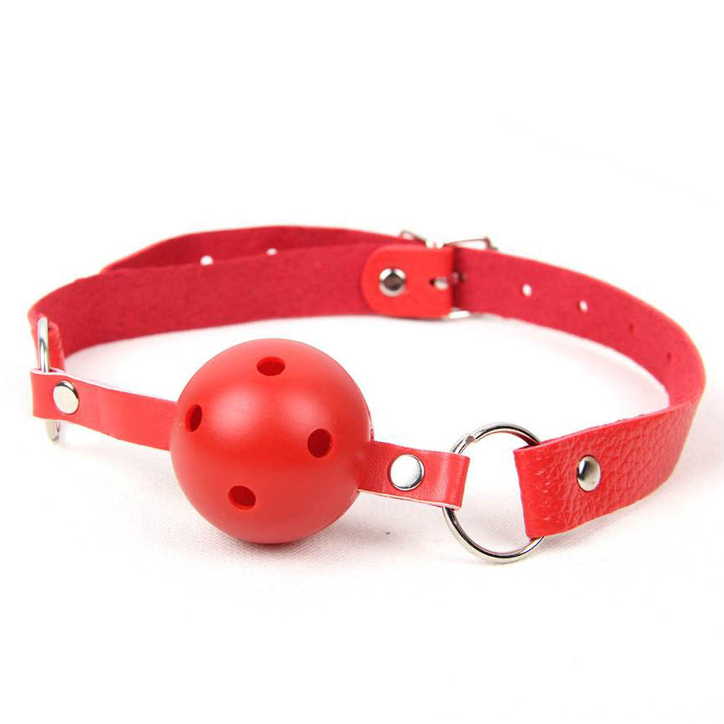 New Red & Pink & Black Soft Open Breathable Leather Mouth Ball Gag SM
