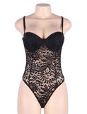 Plus Size White & Black Push-up Cup Lace Teddy