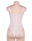 Plus Size White & Black Push-up Cup Lace Teddy