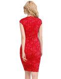 Red & Blue Backless Formal Evening Dress With Golden Strap