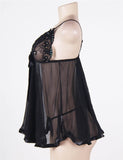 New Black Sexy Sheer Lace Open Back Babydoll Dress