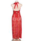 Plus Size Red Backless Halter Dress
