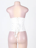 New White & Black Strapless Lace Corset Top with Panty