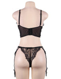 New Lace Open Bust Bra And Garter Panty Set With Steel Ring