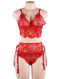 New Lace Open Bust Bra And Garter Panty Set With Steel Ring