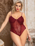 Crotch Open Red & Black High Quality Lace Splicing Sexy Teddy With Underwire