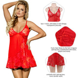 Floral Soft Lace Apron Chemise With Thong
