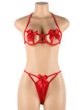 2Pcs Harness Sexy Bow Bra and Panty Lingerie Set with Underwire With Farawlaya