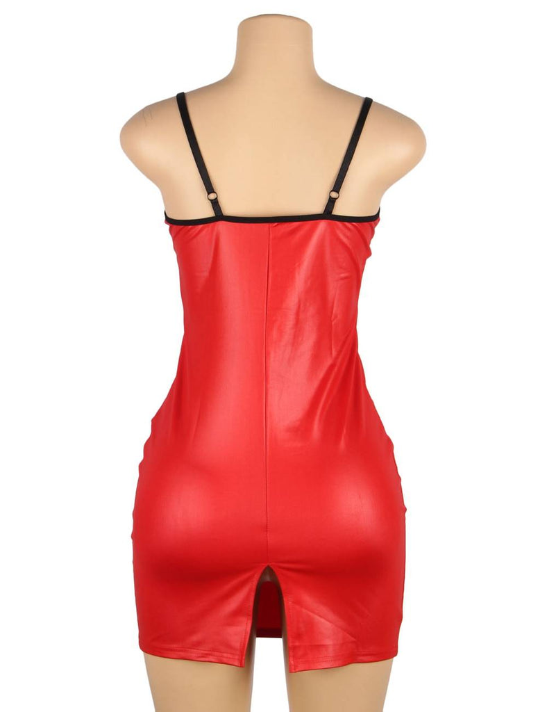 Sexy Bag Hip Tight Nightclub Red Leather Skirt With Farawlaya
