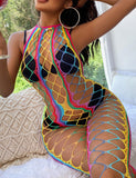 Halter Sexy Backless Colorful Hollow Out Bodystocking