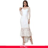 Elegant Lace Hi-low White Evening Dress